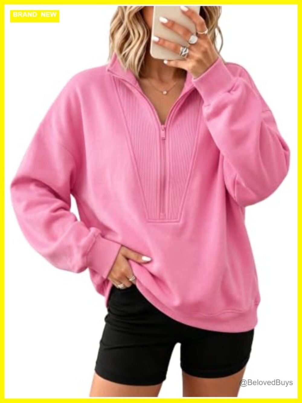 Women's Oversized Sweatshirt Long Sleeve Mock Turtleneck Half Zip Pullover